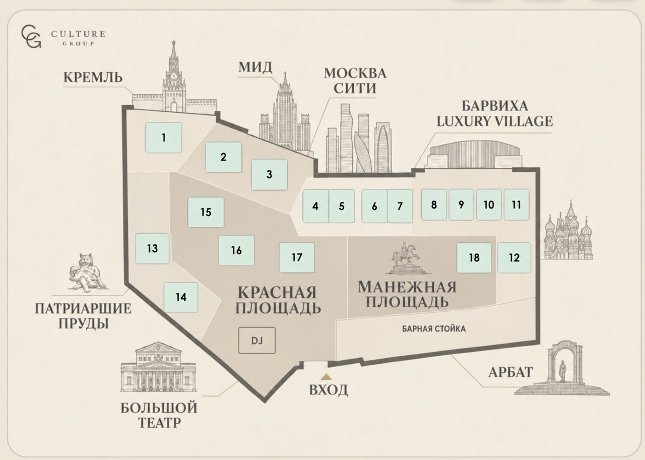 Схема зала ресторана Москва